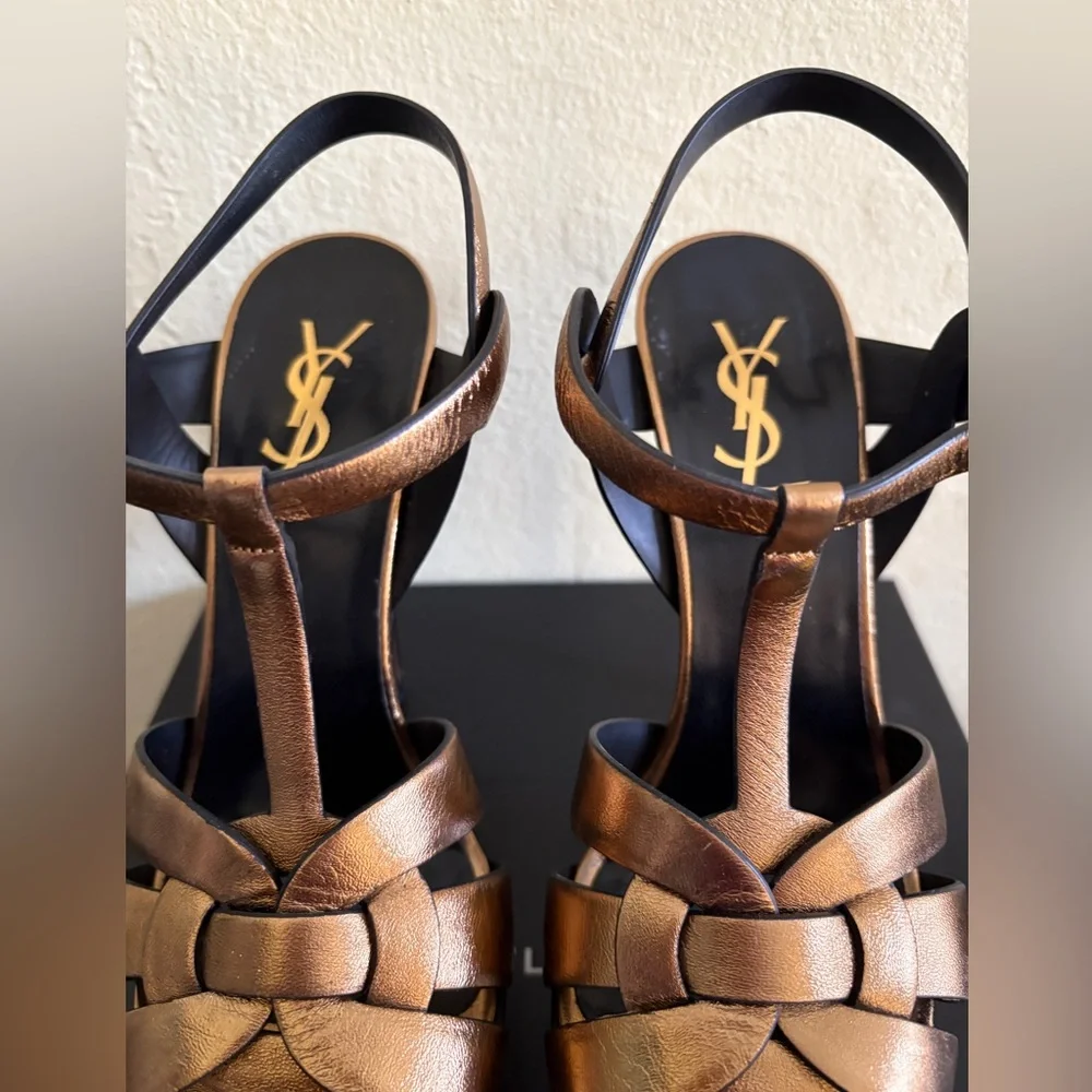 YSL Bronze Tribute Sandals - Picture 5 of 11